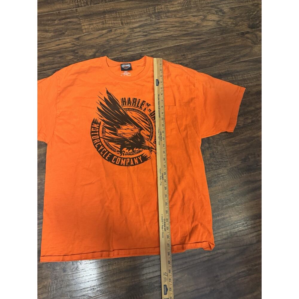 Harley Davidson Mens TShirt Orange Short Sleeve Rapid City SD Sz:L - Picture 5 of 6